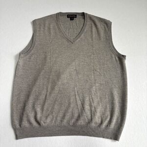 Brooks Brothers Merino Wool Sweater Vest Mens XL Gray Preppy Academia Old Money